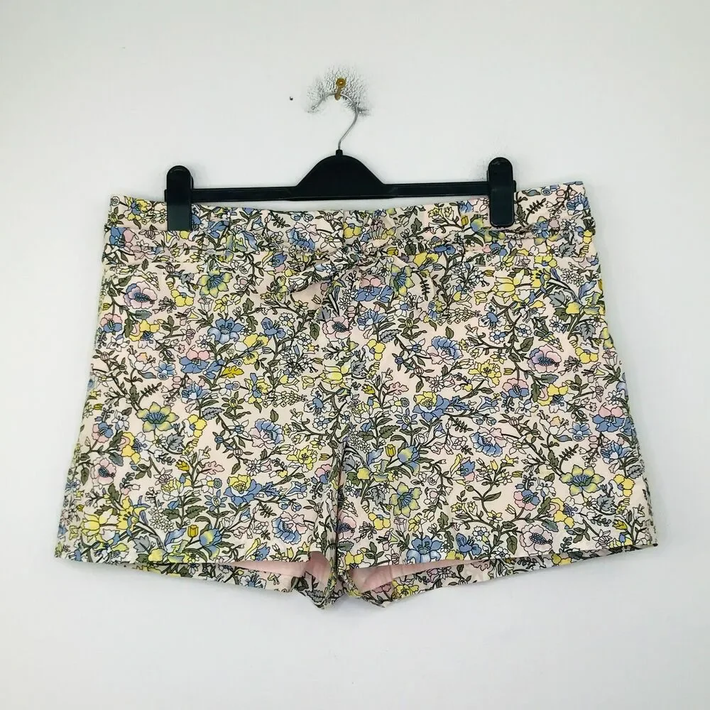 LOFT Women's 14 Shorts Pink Floral Poplin Belted Tie Waist High Rise NWT CD26